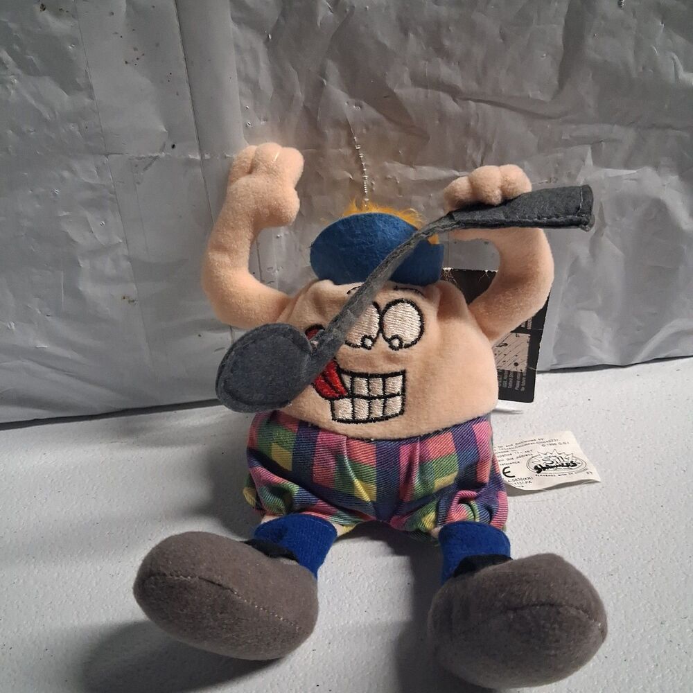 Silly Slammers Plush Beanbag Funny Face Golfer Club Raised Overhead Does Talk